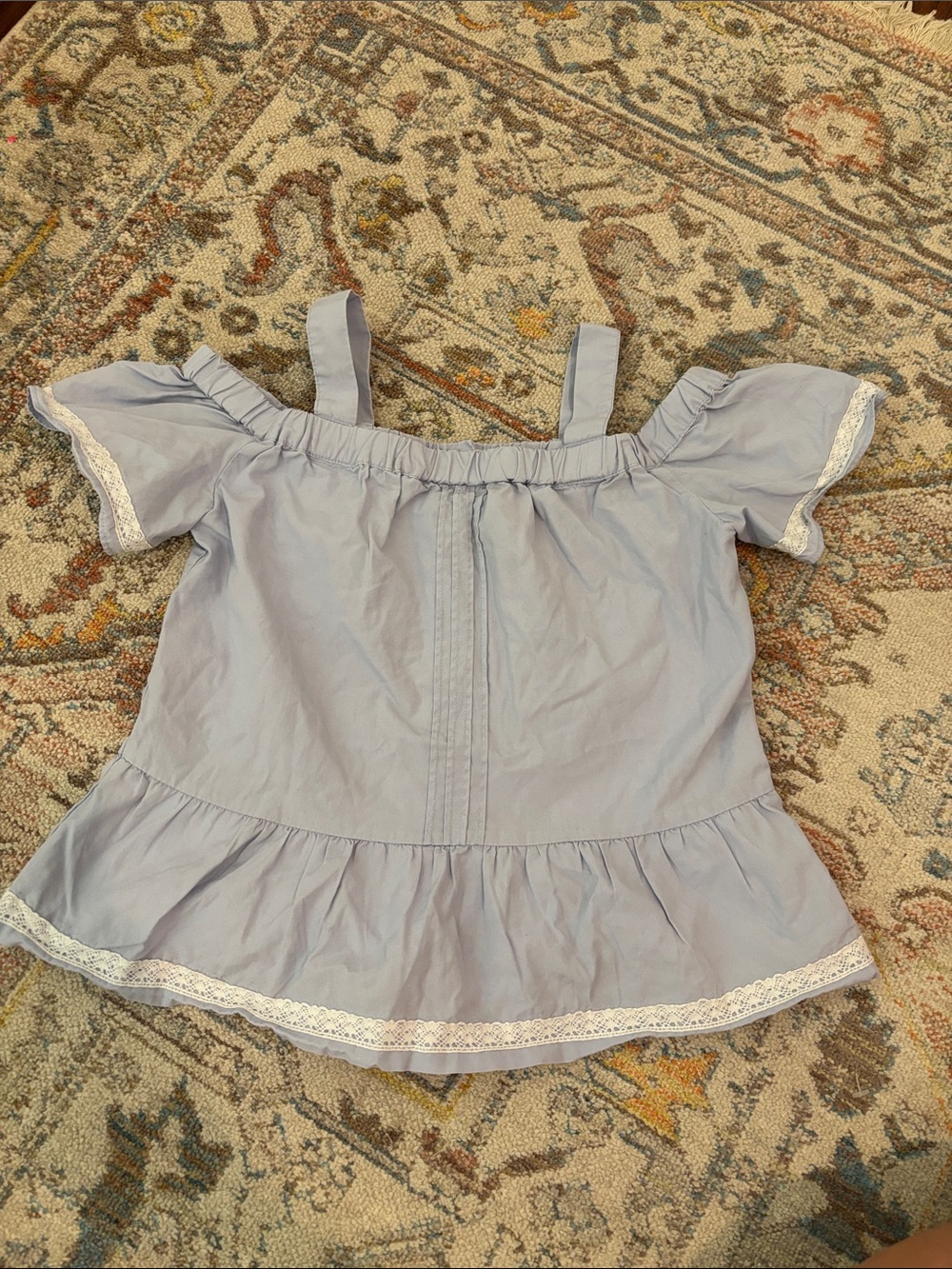 Janie and Jack Light Blue Off-Shoulder Ruffle Peplum Top